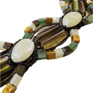 Chico's Kingston Beaded Boho Tie Belt Statement Piece (M/L)-NWT Chunky Earthy